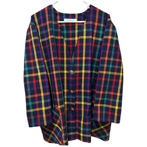 Vintage Camilia Plaid Lightweight Blazer With Pockets PTP 27”